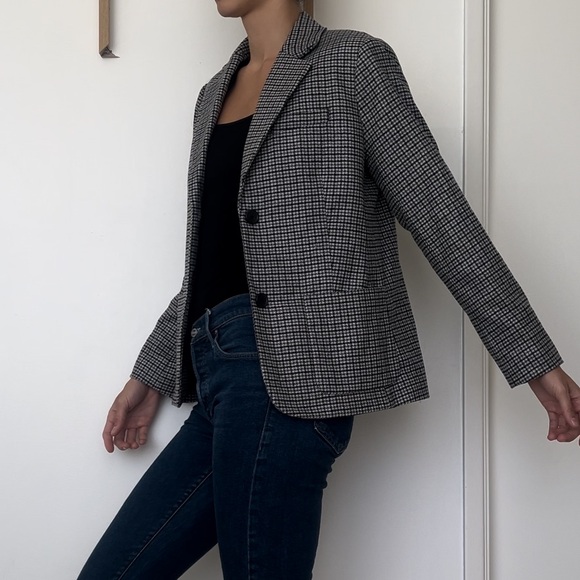 NWOT Everlane Gray Plaid Wool Blazer - Size 12‎ - Picture 3 of 11